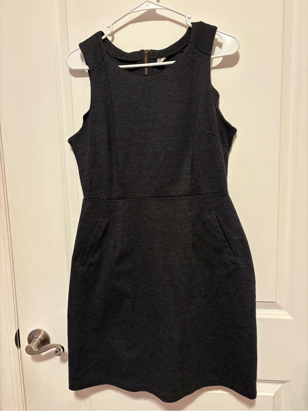 Classic Sleeveless Gray Sheath Dress